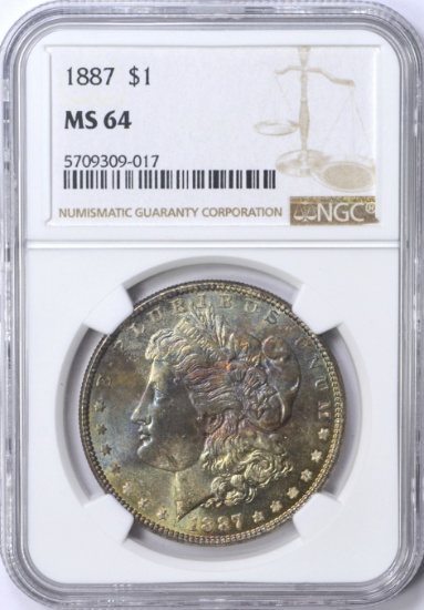 1887 MORGAN DOLLAR - NGC MS64 - TONED OBVERSE