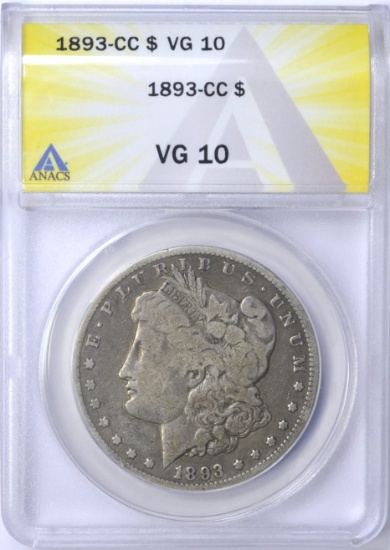 1893-CC MORGAN DOLLAR - ANACS VG10