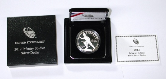 2012 INFANTRY SOLDIER PROOF SILVER DOLLAR in BOX