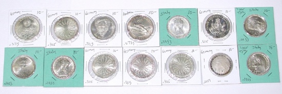 14 SILVER COINS from ITALY, GERMANY & AUSTRIA - 4.46 TROY OUNCES ASW