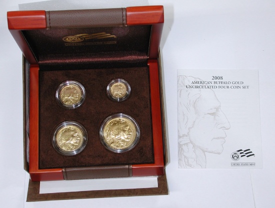 2008-W AMERICAN BUFFALO GOLD UNCIRCULATED FOUR-COIN SET in BOX