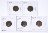 FIVE (5) 1924-D LINCOLN CENTS