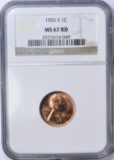 1955-S LINCOLN CENT - NGC MS67 RED