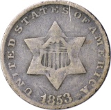 1853 THREE CENT SILVER