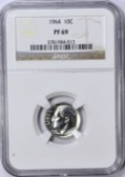 1964 ROOSEVELT DIME - NGC PF69