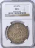 1875-S TRADE DOLLAR - NGC MS64