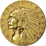1916-D $5 INDIAN HEAD GOLD PIECE