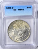 1881-O MORGAN DOLLAR - ICG MS64