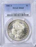 1881-S MORGAN DOLLAR - PCGS MS65