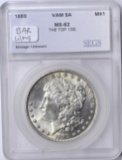 1889 MORGAN DOLLAR - VAM 5A BAR WING - TOP 100 VARIETY - SEGS MS62