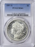 1897-S MORGAN DOLLAR - PCGS MS61