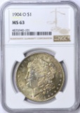 1904-O MORGAN DOLLAR - NGC MS63 - TONED OBVERSE