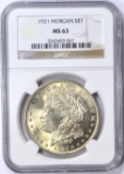 1921 MORGAN DOLLAR - NGC MS63