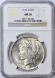 1923-D PEACE DOLLAR - NGC AU58