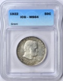 1922 GRANT COMMEMORATIVE HALF - ICG MS64