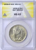 1936-S BAY BRIDGE COMMEMORATIVE HALF - ANACS MS63