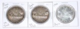 CANADA - THREE (3) UNCIRCULATED SILVER DOLLARS - (2) 1953 + 1966