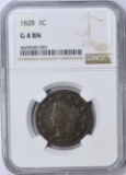 1828 LARGE CENT - NGC G4