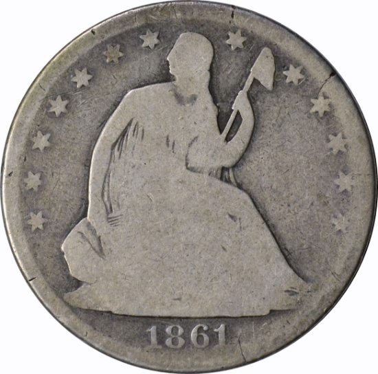 1861-O SEATED LIBERTY HALF