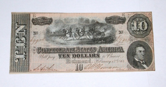 FEB 17, 1864 CONFEDERATE $10 NOTE - UNCIRCULATED