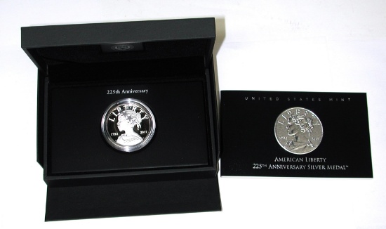 2017 AMERICAN LIBERTY 225th ANNIVERSARY PROOF SILVER MEDAL in BOX