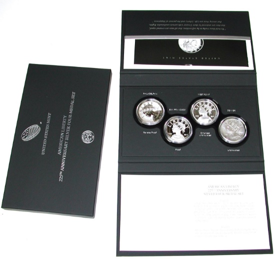 2017 225th ANNIVERSARY SILVER FOUR-MEDAL SET in BOX with COA