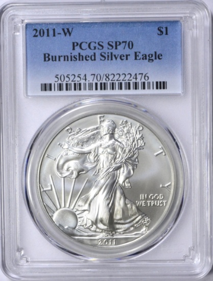 2011-W BURNISHED SILVER EAGLE - PCGS SP70