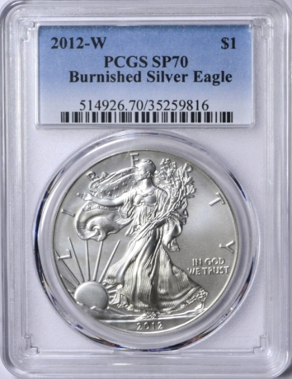 2012-W BURNISHED SILVER EAGLE - PCGS SP70