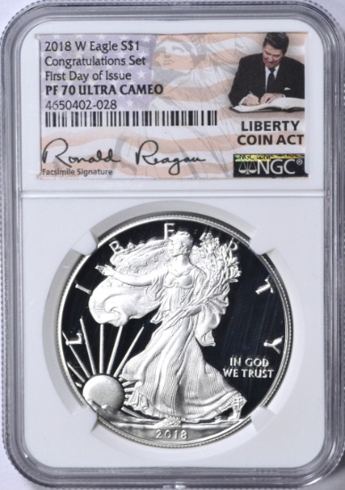 2018-W CONGRATULATIONS SET SILVER EAGLE - NGC PF70 - 1st DAY of ISSUE