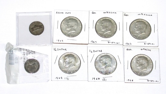 (6) 40% SILVER HALVES + (2) 35% SILVER WAR NICKELS