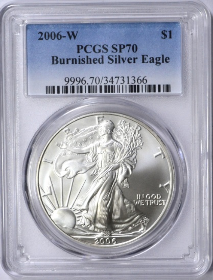 2006-W BURNISHED SILVER EAGLE - PCGS SP70