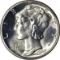1942-D MERCURY DIME - UNCIRCULATED with FULL BANDS