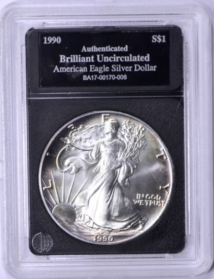 1990 UNCIRCULATED SILVER EAGLE in HOLDER