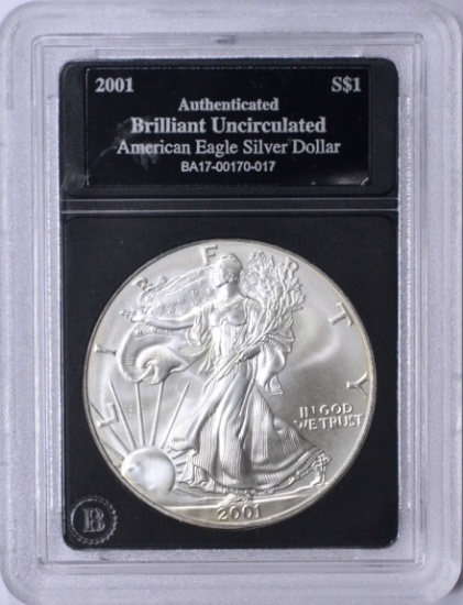 2001 UNCIRCULATED SILVER EAGLE in HOLDER