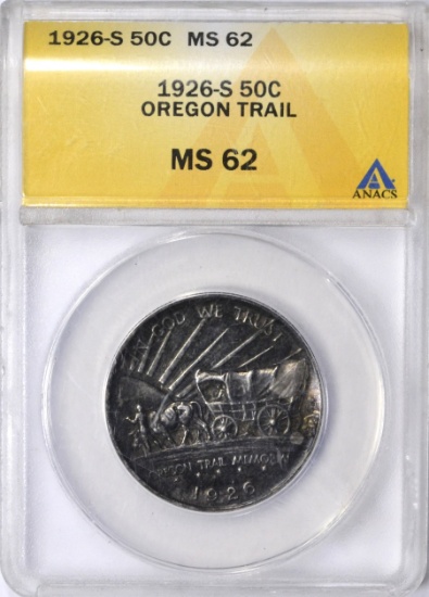 1926-S OREGON TRAIL COMMEMORATIVE HALF - ANACS MS62