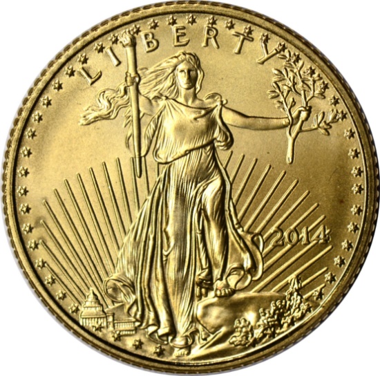 2014 $5 GOLD EAGLE - 1/10 TROY OUNCE FINE GOLD