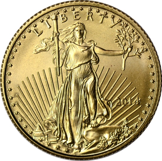 2014 $5 GOLD EAGLE - 1/10 TROY OUNCE FINE GOLD