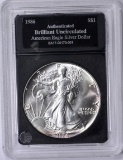 1986 UNCIRCULATED SILVER EAGLE in HOLDER