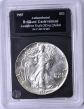 1987 UNCIRCULATED SILVER EAGLE in HOLDER