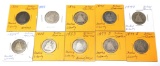 TEN (10) SEATED LIBERTY QUARTERS - 1853 to 1877-S