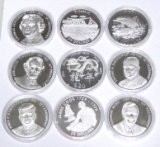 NINE (9) .999 FINE SILVER COINS - 5.8 TROY OUNCES TOTAL