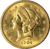 1904 LIBERTY HEAD $20 GOLD PIECE - UNCIRCULATED