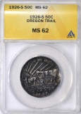 1926-S OREGON TRAIL COMMEMORATIVE HALF - ANACS MS62