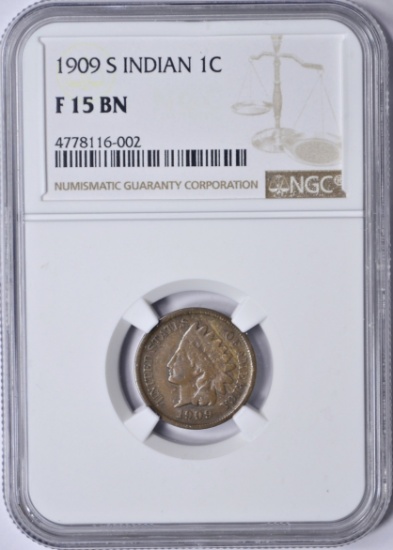 1909-S INDIAN HEAD CENT - NGC F15