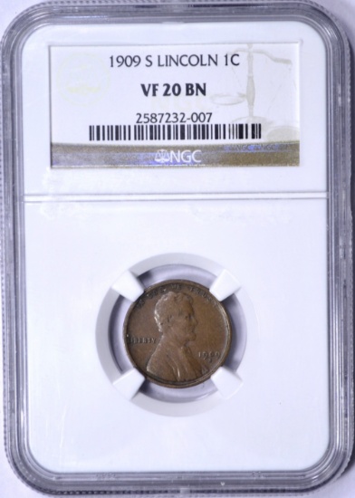 1909-S LINCOLN CENT - NGC VF20