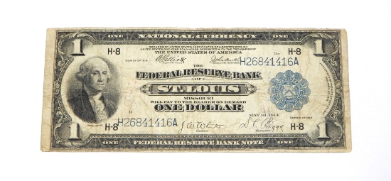 1914 $1 NATIONAL CURRENCY - FEDERAL RESERVE BANK of ST LOUIS