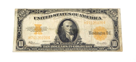 1922 $10 GOLD CERTIFICATE