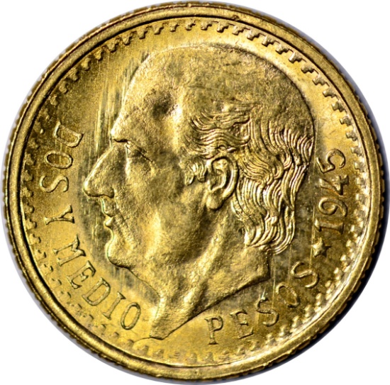 1945 MEXICO 2 1/2 PESOS GOLD