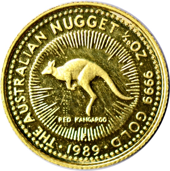1989 AUSTRALIA GOLD NUGGET 1/20 TROY OZ .9999 FINE GOLD