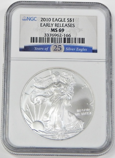 2010 SILVER EAGLE - NGC MS69 EARLY RELEASES